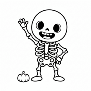Cute Skeleton Coloring Page
