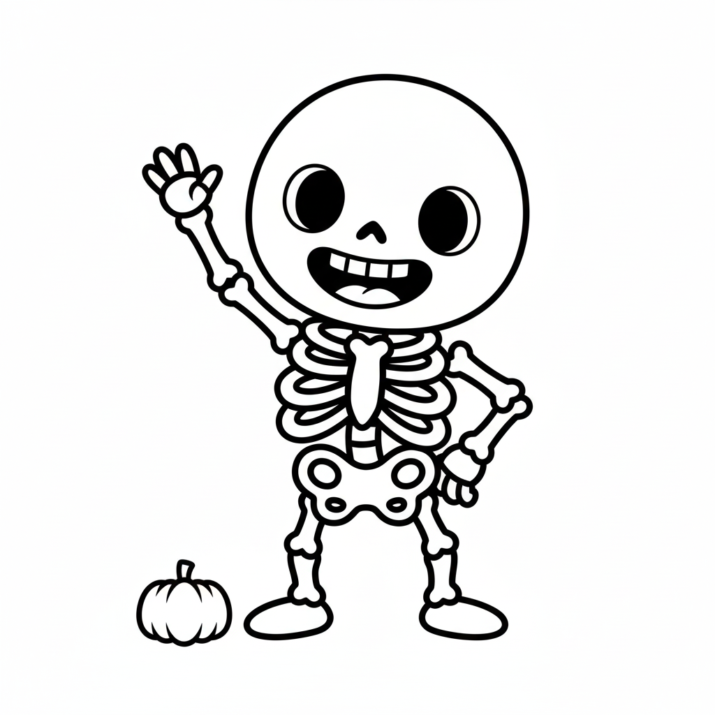 Cute Skeleton Coloring Page