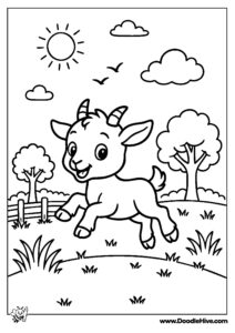 Cute little Jumping Goat in Farm