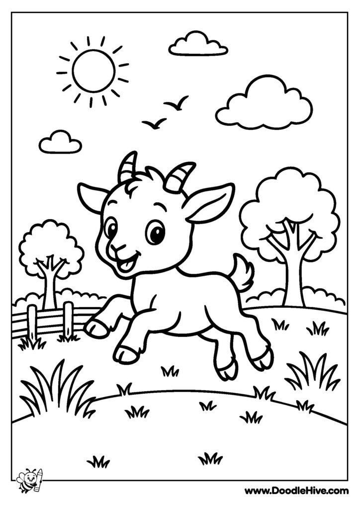 Cute little Jumping Goat in Farm