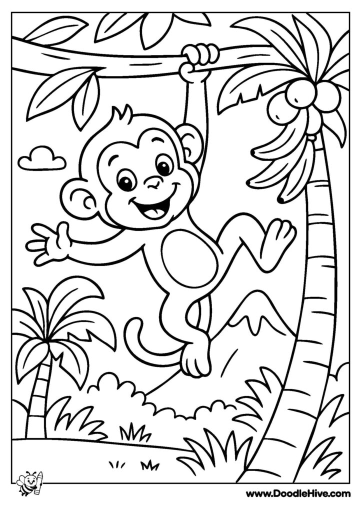 DoodleHive-Animals_cute_jumping_monkey_coloring_page