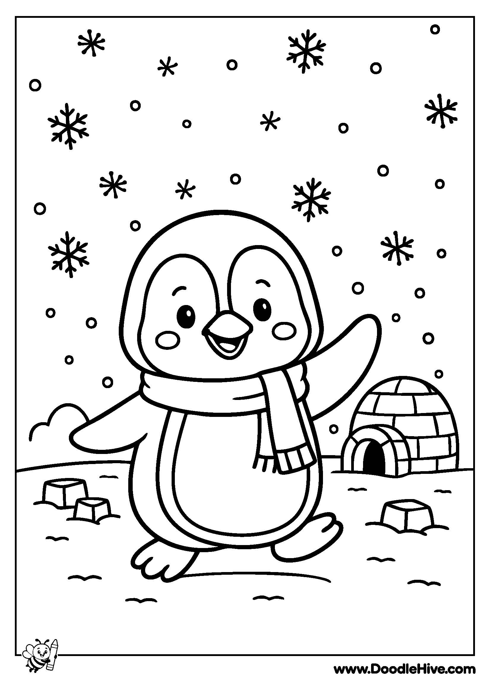 DoodleHive-Animals_dancing_penguin__coloring_page