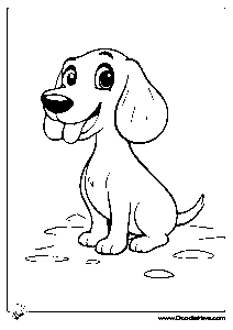 Happy Dog Puppy Coloring Sheet for Kids - Pet Animals