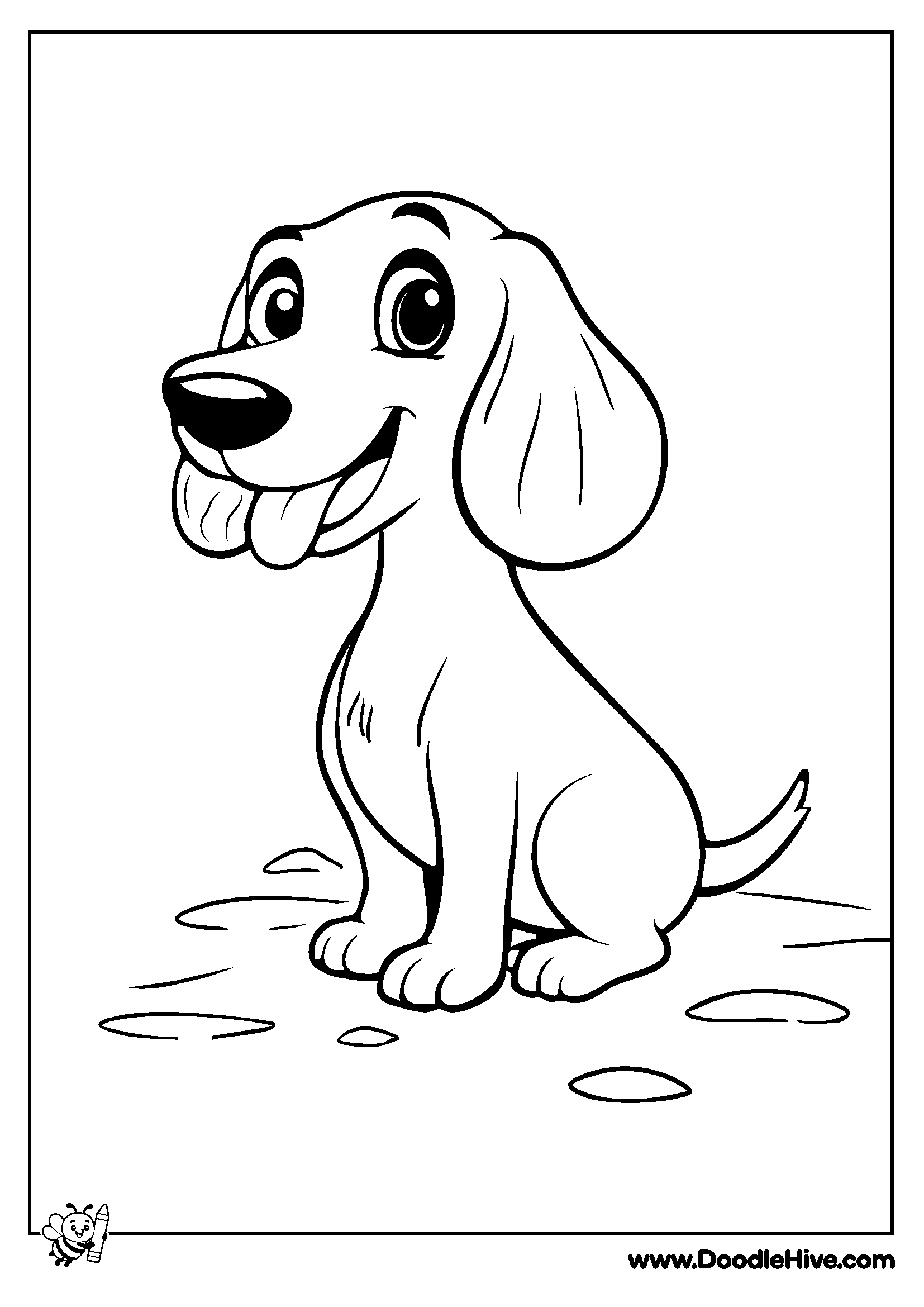 Happy Dog Puppy Coloring Sheet for Kids - Pet Animals