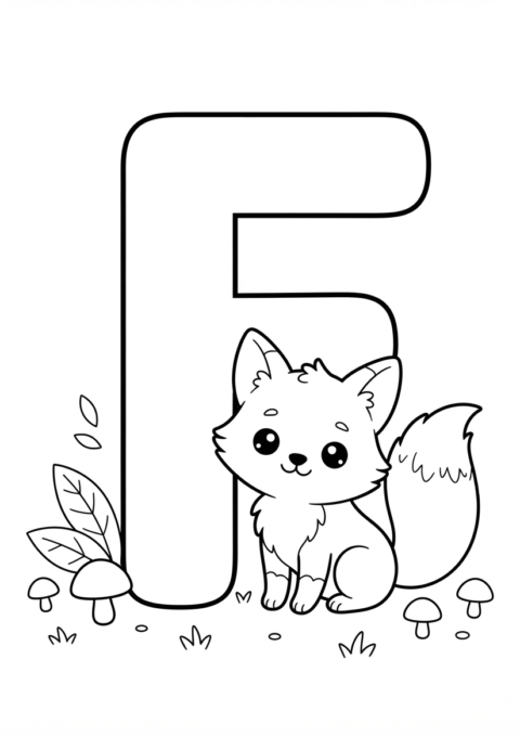 F Coloring Page for Kids