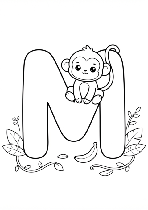 Alphabets M Coloring Page
