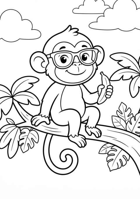 Cool Monkey With Sunglasses Coloring Page