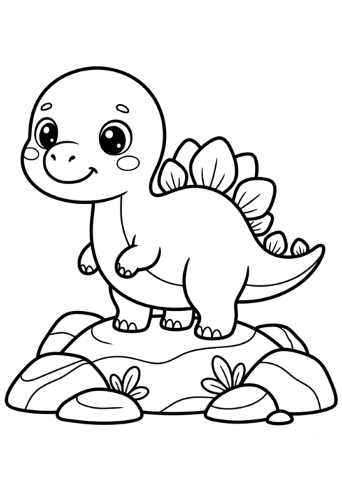 Baby Stegosaurus on the Rocks