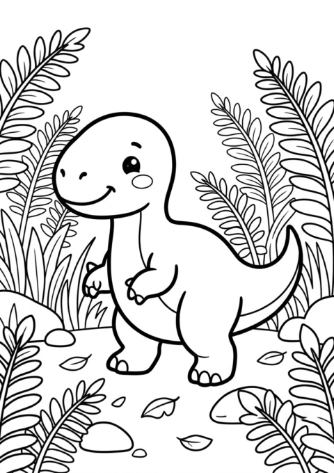 Baby Dinosaur in the Ferns