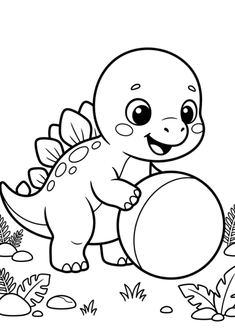 Baby Stegosaurus Playing Ball
