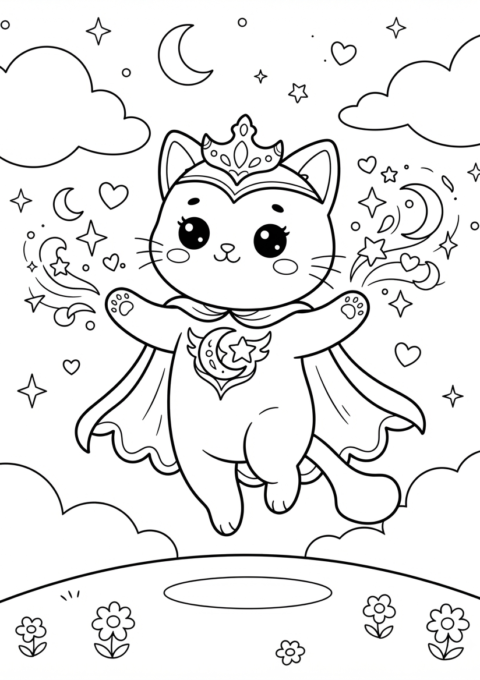 Magic Power Kitten Coloring Page