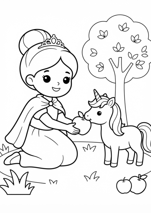 Princess Feeding Her Unicorn