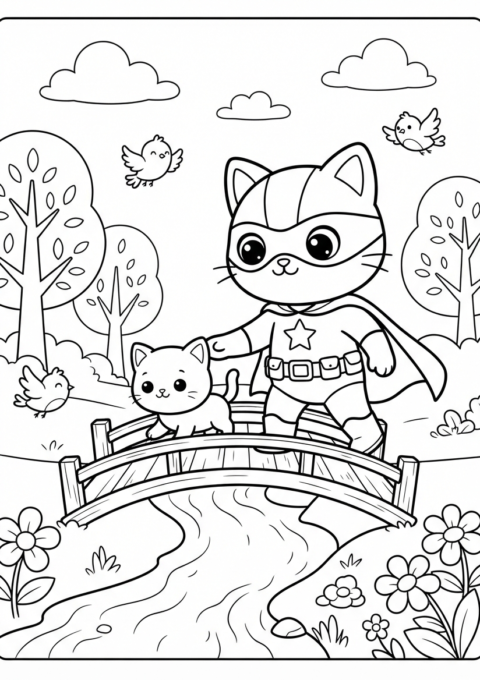 Rescue Hero Kitten Coloring Page