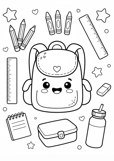 School Backpack Coloring Page