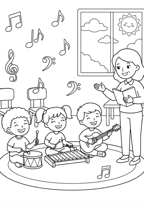 School Music Class Coloring Page