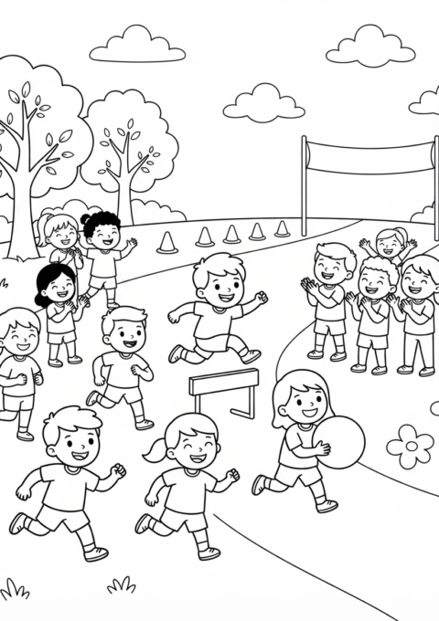 School Sports Day Coloring Page